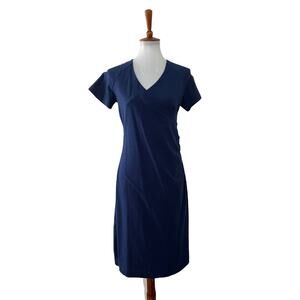 Soft Surroundings Womens Faux Wrap Dress Short Sleeve Blue S Small